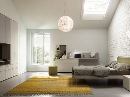 Letto matrimoniale finitura Platino con cuscino imbottito Scudo Night 17 di Orme