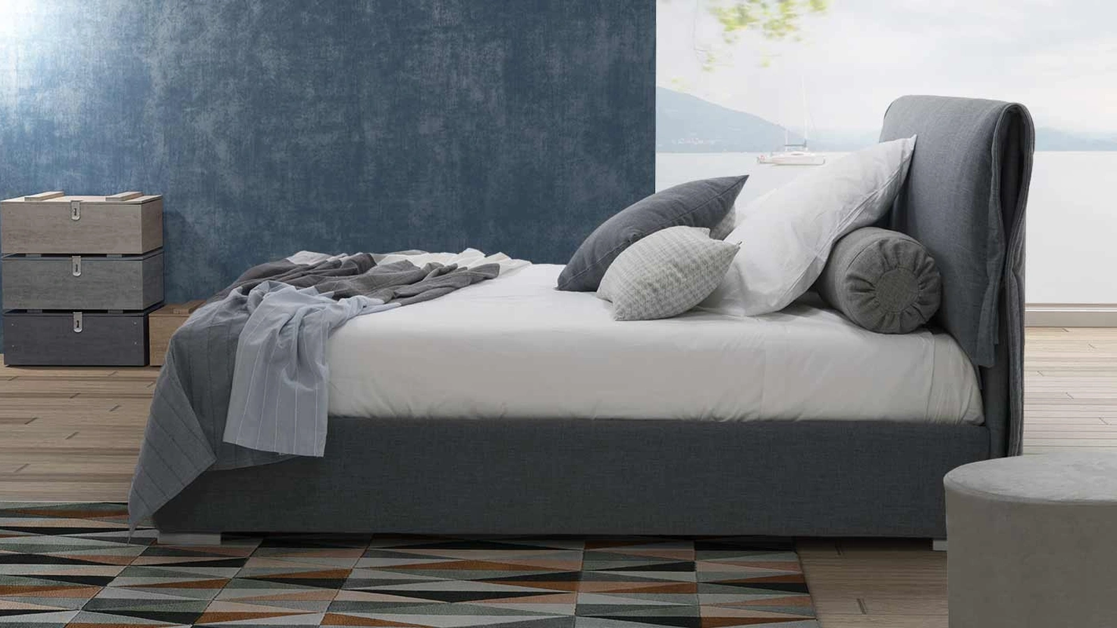 Letto in tessuto Shedir con contenitore di Rimar