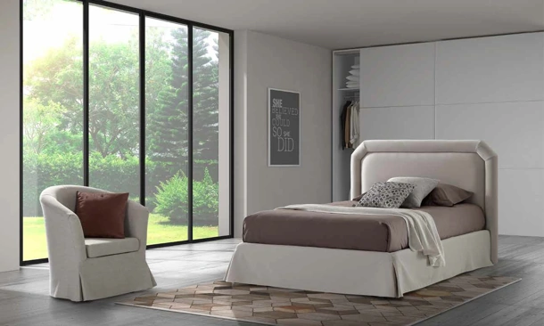 Letto singolo classico in tessuto imbottito Ariel di Rimar