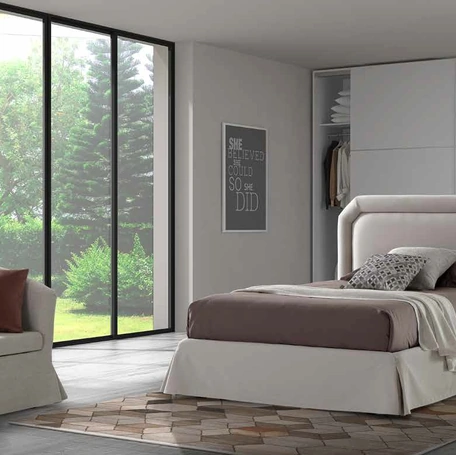 Letto singolo classico in tessuto imbottito Ariel di Rimar