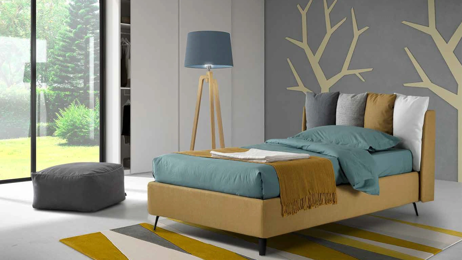 Letto singolo con box contenitore Bloom di Rimar