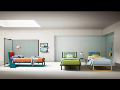 Letto singolo con struttura in metallo verniciato e testiera in tessuto imbottito Frame di Bside