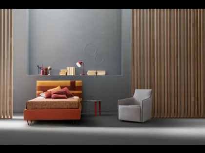 Letto con testiera in tessuto imbottito Net di Bside
