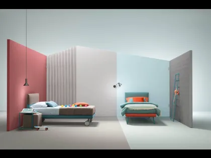 Letto singolo in tessuto con testiera Plain di Bside