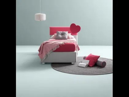 Letto singolo in tessuto con testiera con cuore Plain di Bside