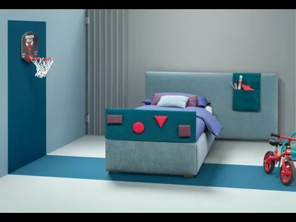 Letto singolo in tessuto con testiera e decorazioni Plain di Bside