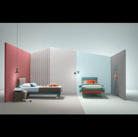 Letto singolo in tessuto con testiera Plain di Bside