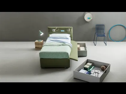 Letto singolo con cassetti contenitore Pocket di Bside
