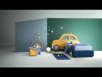 Letto moderno in tessuto per bambini Car di Bside