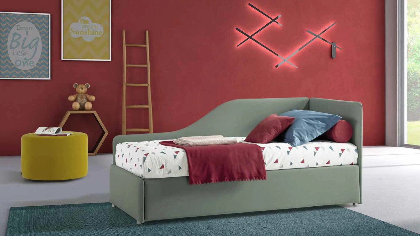 Letto singolo in tessuto Coco Shape di Rimar