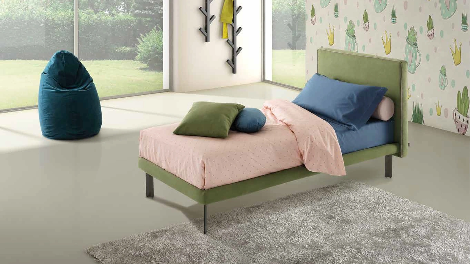 Letto singolo con testiera Des Alpes di Rimar