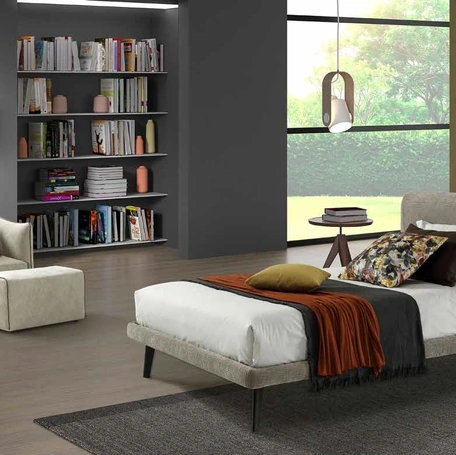 Letto singolo in tessuto con testiera Hermes di Rimar