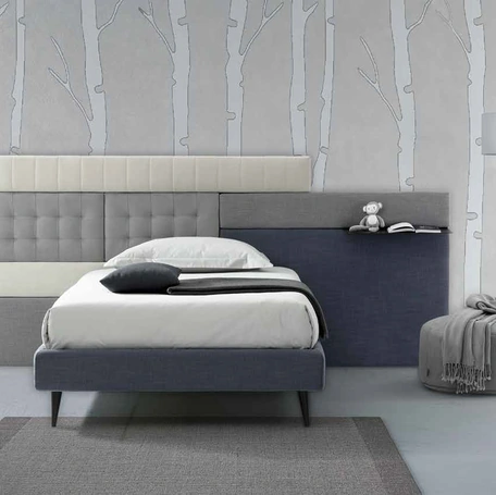 Letto singolo in tessuto imbottito Lego 11 di Rimar