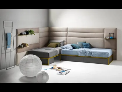Letto singolo sommier con Pannelli Wall in tessuto di Bside