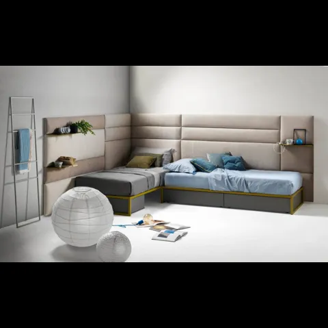 Letto singolo sommier con Pannelli Wall in tessuto di Bside