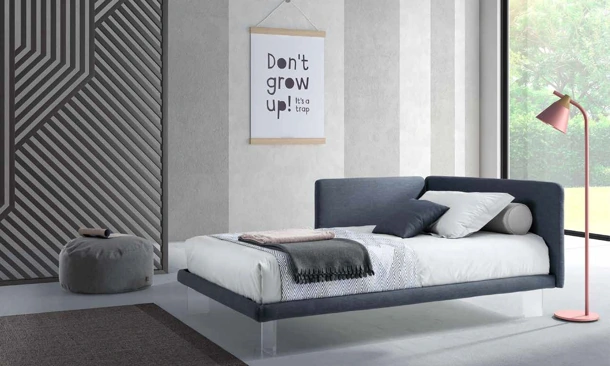 Letto singolo in tessuto imbottito Pixel 03 di Rimar