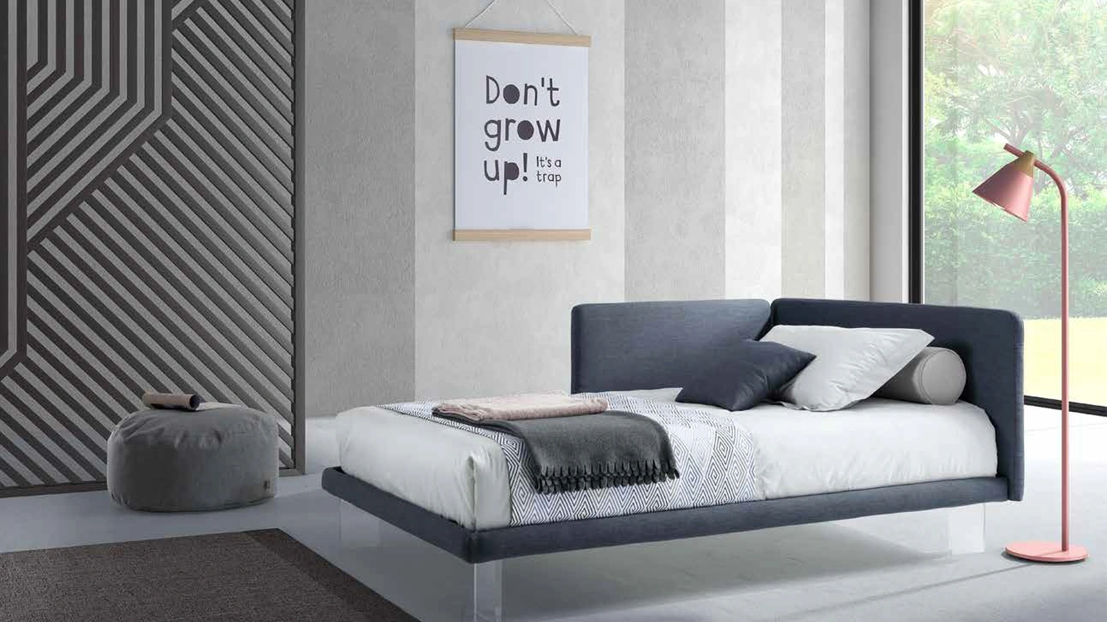 Letto singolo in tessuto imbottito Pixel 03 di Rimar