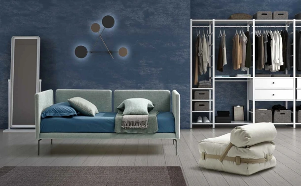 Letto singolo in tessuto Pixel 01 di Rimar