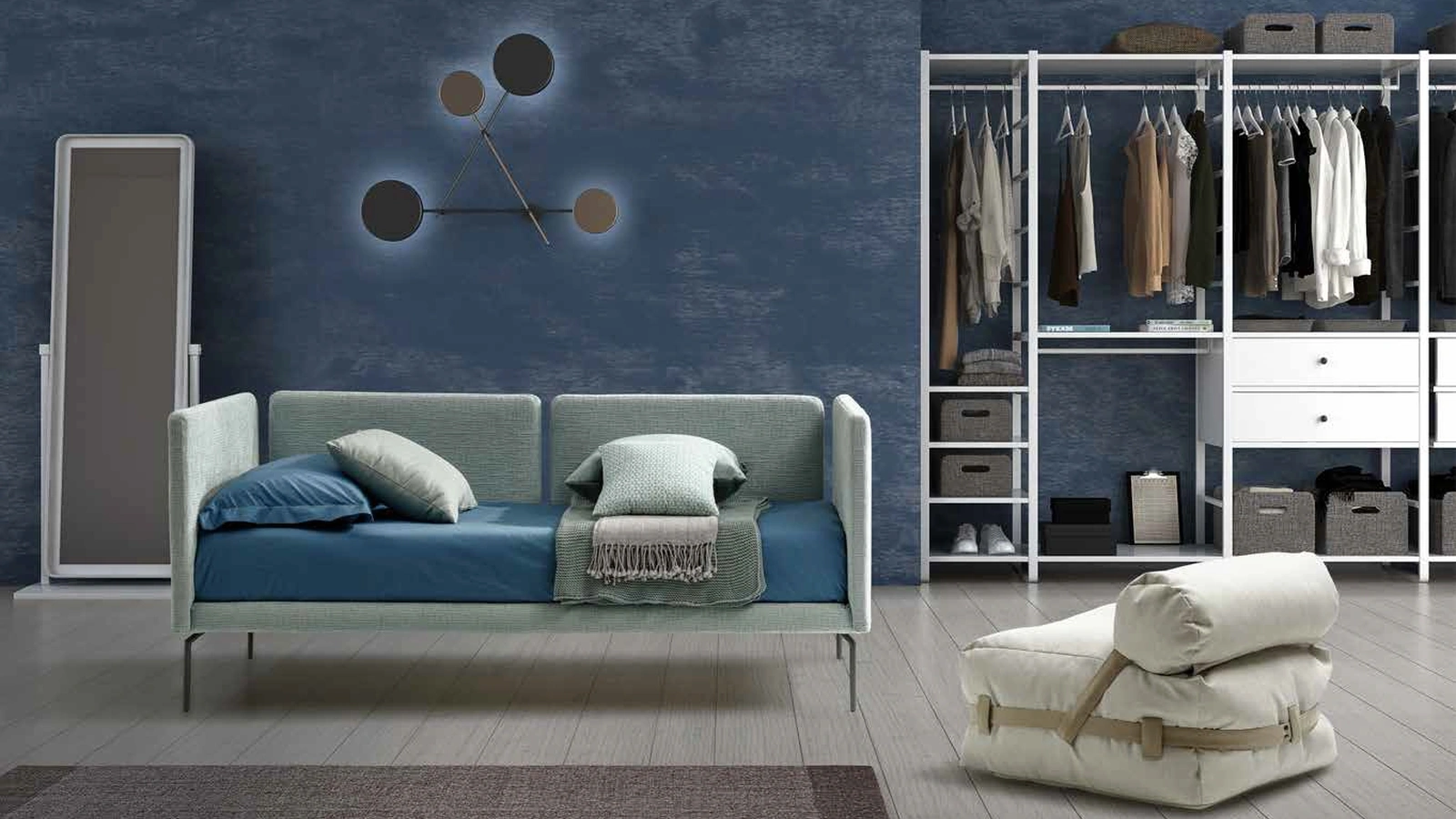 Letto singolo in tessuto Pixel 01 di Rimar