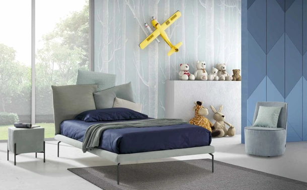 Letto singolo con testiera asimmetrica Square di Rimar