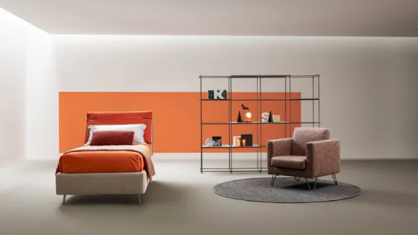 Letto moderno in tessuto con testiera Snap di Bside