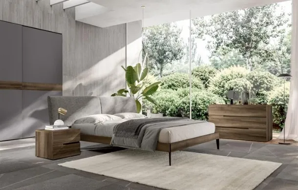 Letto con testiera in tessuto Siro di Villanova