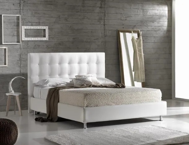 Letto in ecopelle con testiera trapuntata Sogno di Hoppla