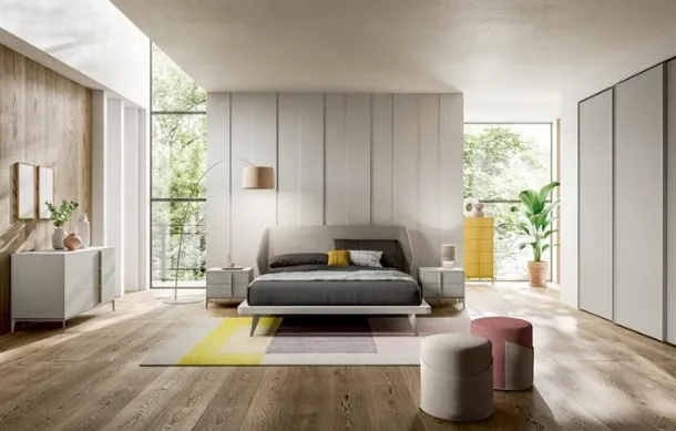 Letto in tessuto imbottito Wing di Villanova