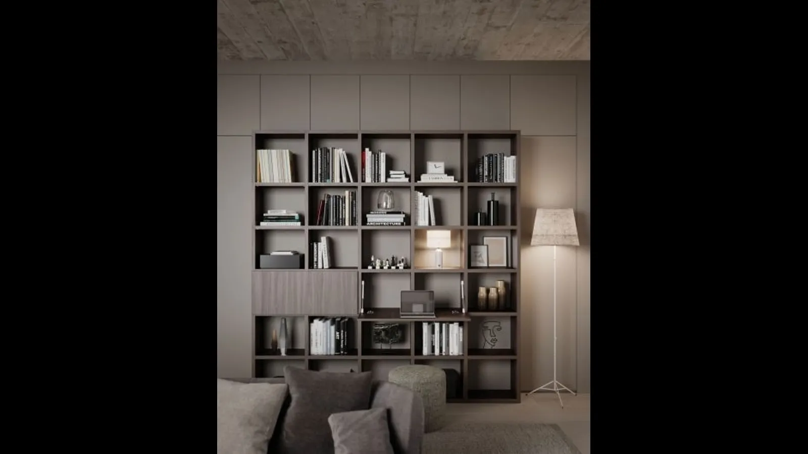 Libreria componibile in melaminico finitura Ossidato di Nardi Interni