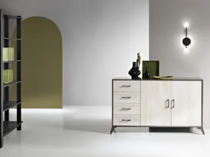 Madia Ariel in melaminico effetto Quercia Bianca di Ikone Casa