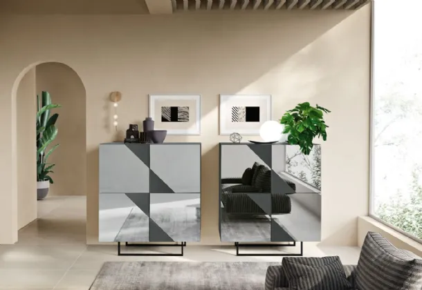 Madia Alta Arte con ante in MDF rivestite in vetro specchio di Capodarte