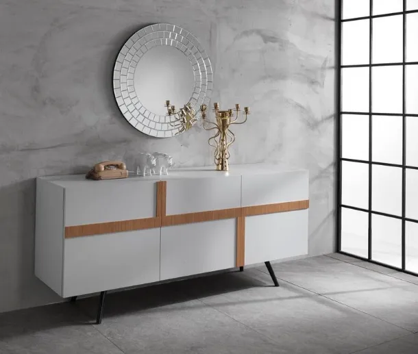 Madia Ginger in melaminico con inserti in rovere di Stones