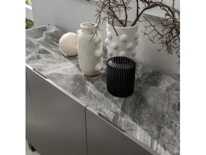 Madia Pegaso in MDF finitura Grigio scuro con top in ceramica marmo grigio con venature vistose di Stones