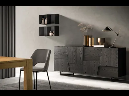 Madia in legno finitura dark Trapeze quattro ante di FGF Mobili
