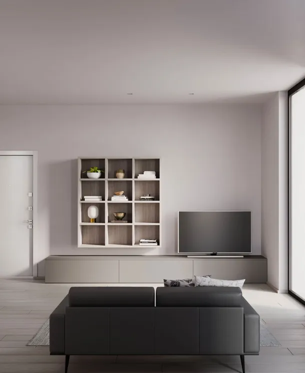 Parete Attrezzata Living con libreria sospesa di Nardi Interni