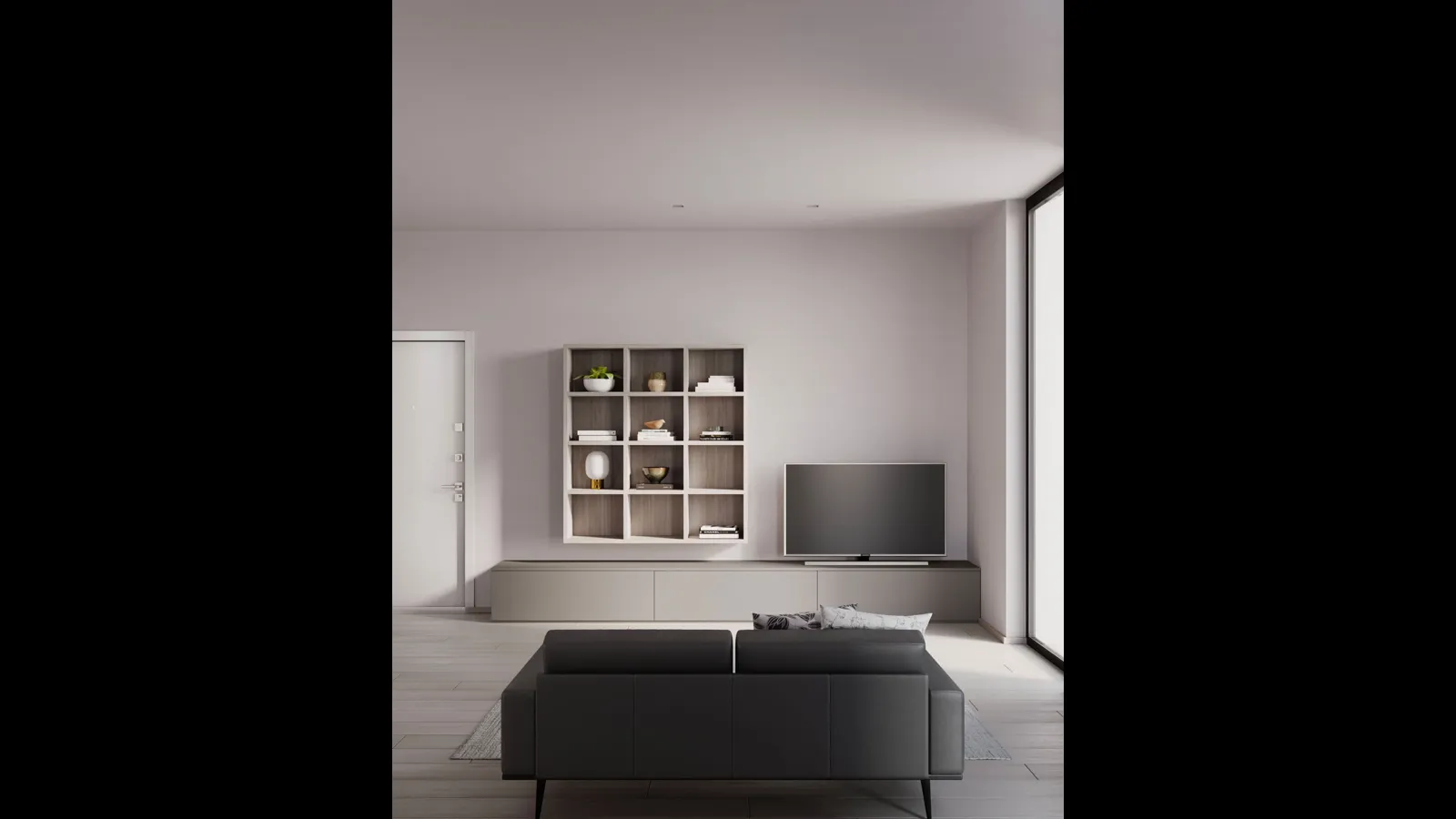 Parete Attrezzata Living con libreria sospesa di Nardi Interni