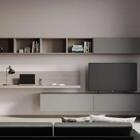 Parete Attrezzata Living Sospesa con Desk di Nardi Interni