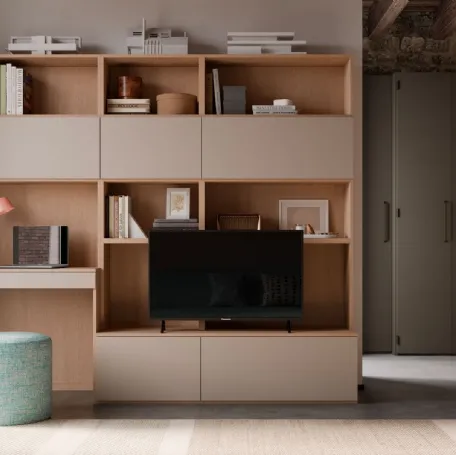 Parete Attrezzata Living Tortora con Desk Modul Box di Nardi Interni