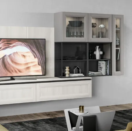 Parete Attrezzata sospesa Smart 02 con vetrine di Creo