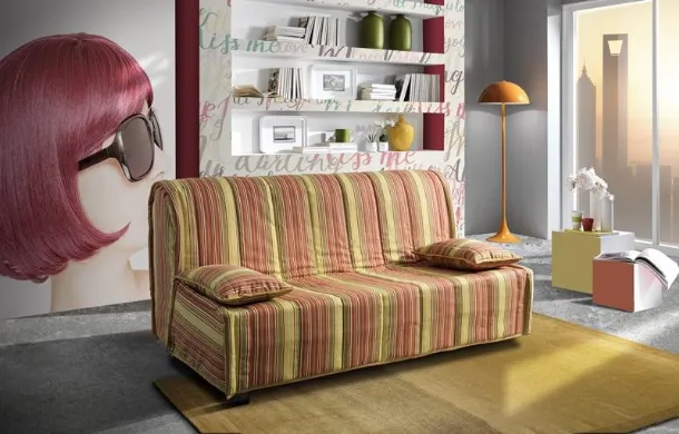 Divano Letto Cucciolo 01 in tessuto a righe colorate di Hoppla