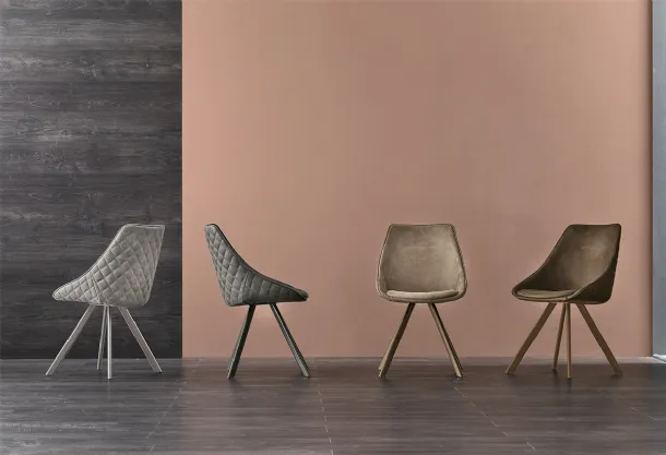 Sedia Bilbao con struttura in metallo verniciato e seduta in morbida microfibra effetto velluto di Target Point