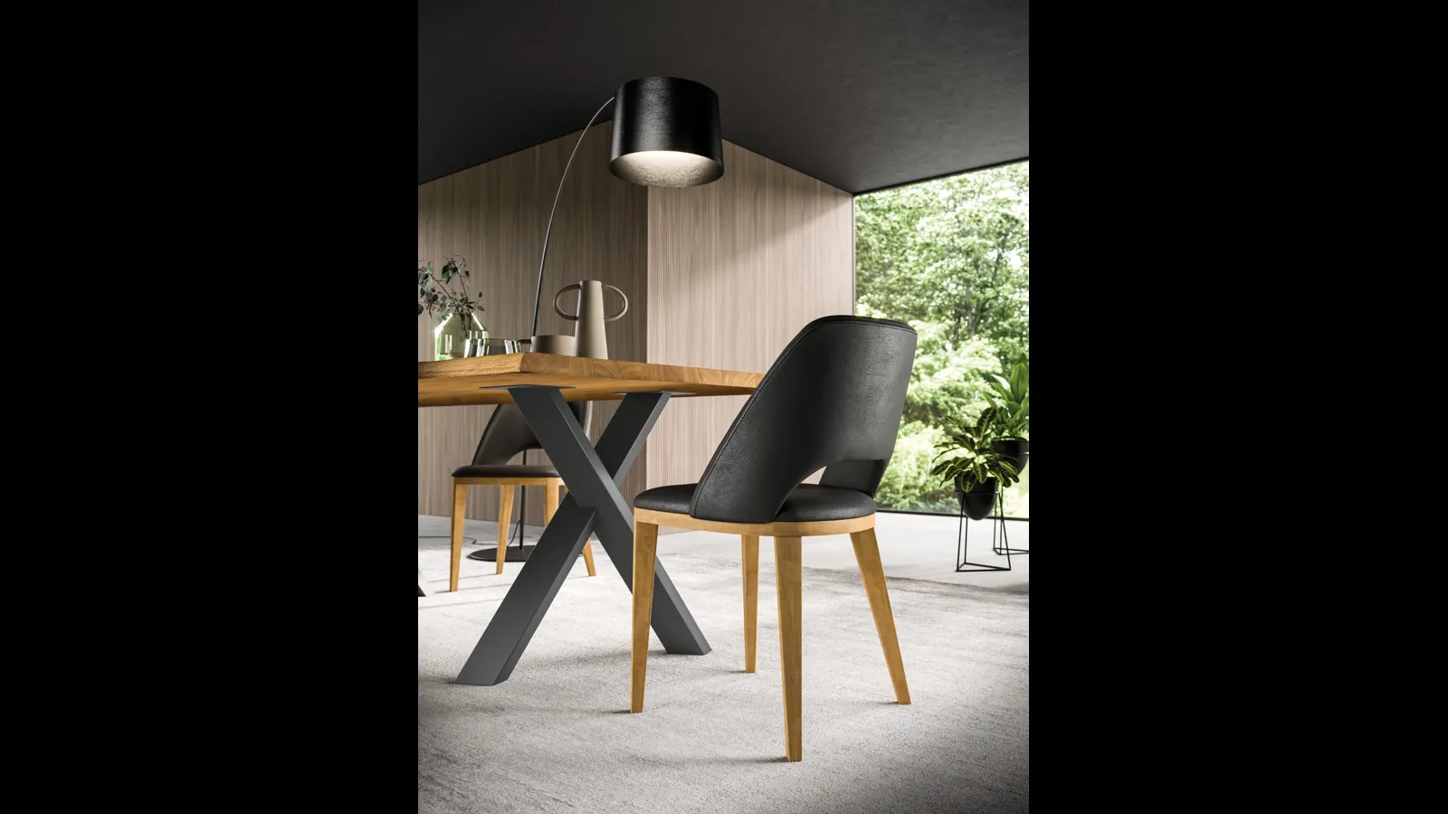 Sedia Holly in ecopelle con gambe in legno di FGF Mobili