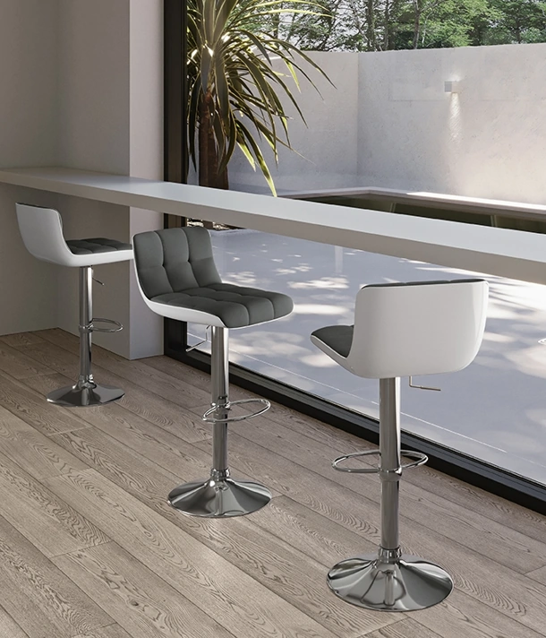 Sgabello regolabile Kurt in ecopelle di Stones