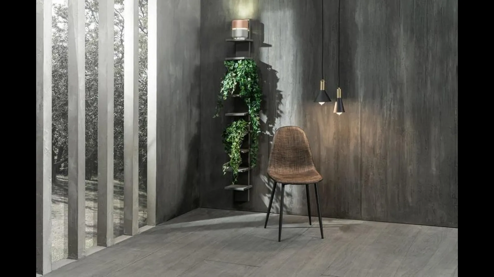Sedia Martina rivestita in similrattan imbottito di Stones