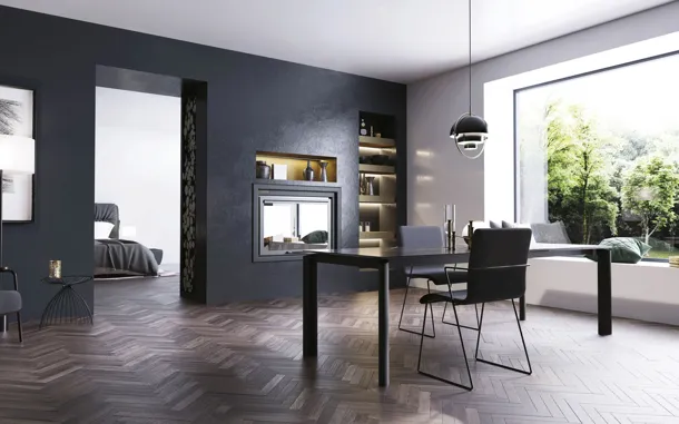 Tavolo allungabile Circle in laminato Sahara noir di Zamagna