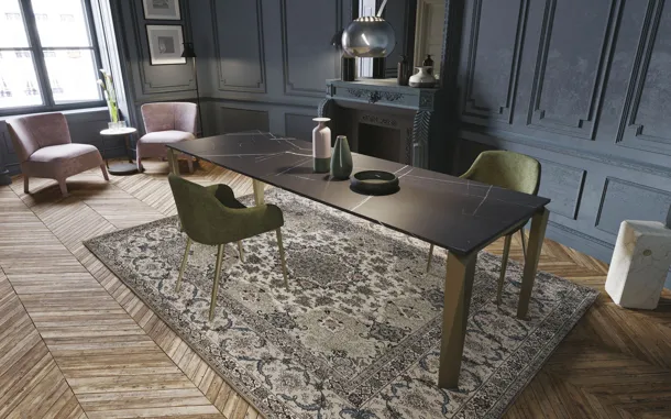 Tavolo allungabile Diamond in laminato Sahara noir di Zamagna