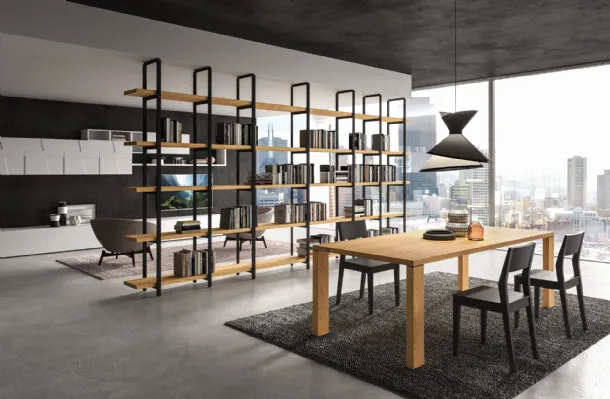 Tavolo in legno finitura Oak con profilo dritto Ego di FGF Mobili