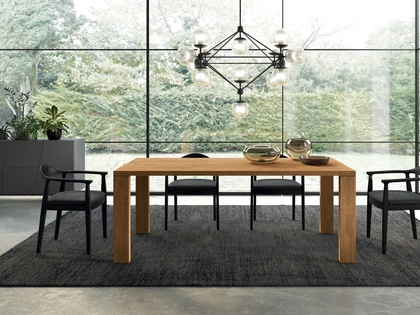 Tavolo in legno finitura Oak con profilo dritto Ego di FGF Mobili