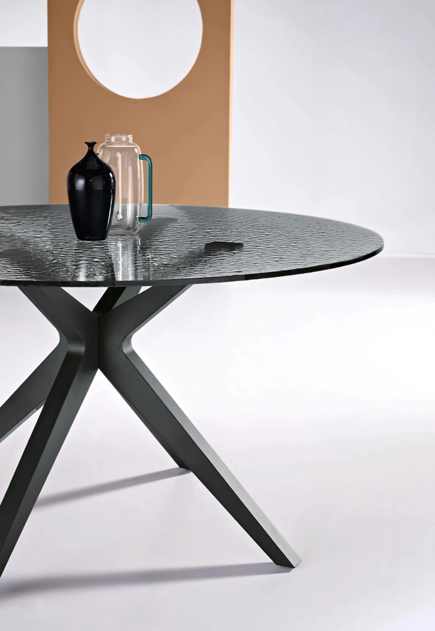 Tavolo rotondo in vetro martellato Fever 140 di Ikone Casa