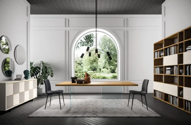 Tavolo Ghost in legno di rovere con base in vetro trasparente di FGF Mobili